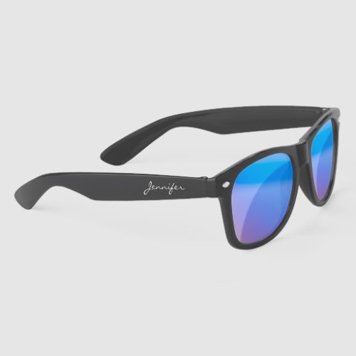 Simple Elegant Black Personalized Name Custom Sunglasses