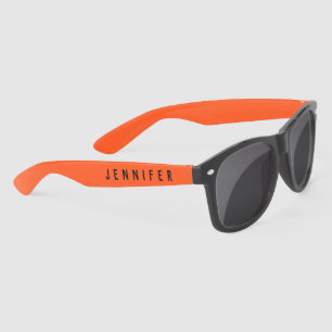 Simple Elegant Black Personalized Name Custom Sunglasses