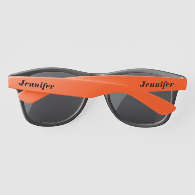 Simple Elegant Black Personalized Name Custom Sunglasses (Back)