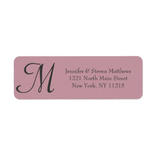 Simple Elegant Black Rose Pink Monogram Names Label