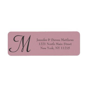 Simple Elegant Black Rose Pink Monogram Names Label by SimpleMonograms at Zazzle