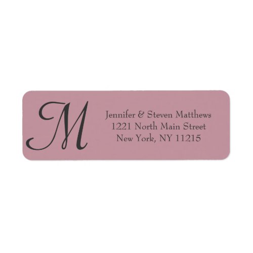 Simple Elegant Black Rose Pink Monogram Names Label