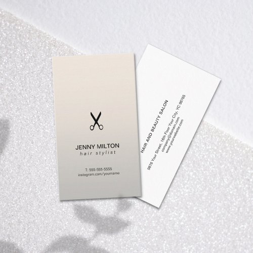 Simple Elegant Black Scissors Hair Stylist Business Card