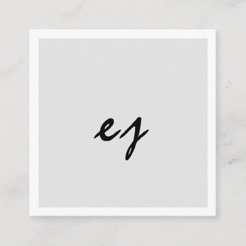 Simple Elegant Black Script Monogram Gray Minimal Square Business Card