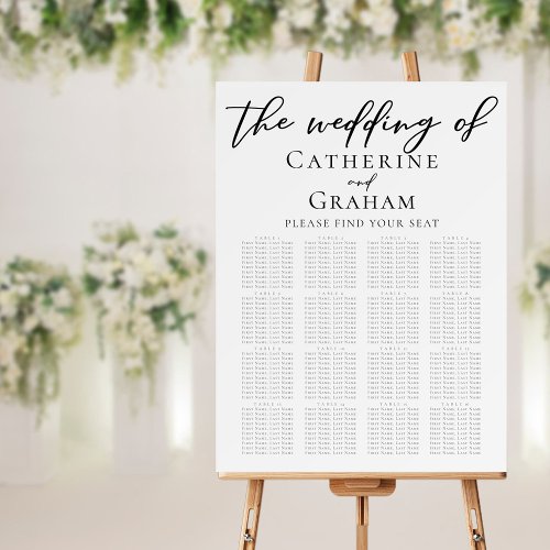 Simple Elegant Black Script Wedding Seating Chart Foam Board