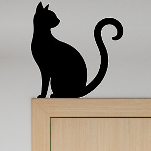 Simple elegant black silhouette cat wall decal