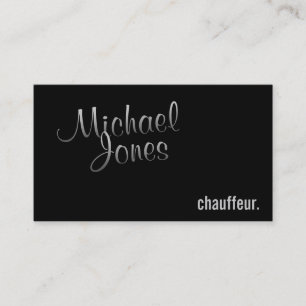 Simple Elegant Black Stylish Chauffeur Calligraphy Business Card