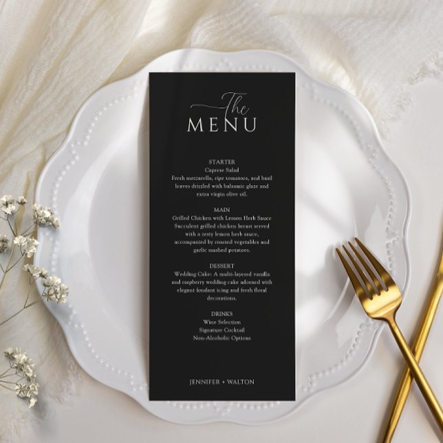 Simple Elegant black wedding Menu (Creator Uploaded)