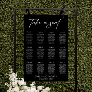 Simple Elegant Black Wedding Seating Chart Foam Board