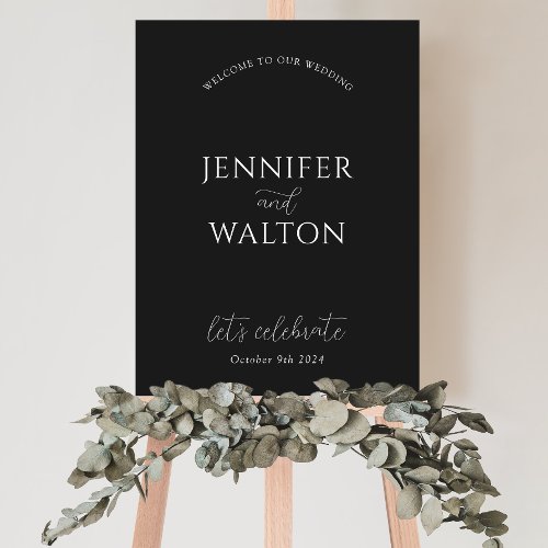 Simple Elegant black Wedding Welcome Sign