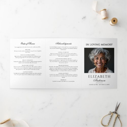 Simple Elegant Black & White 2-Photo Funeral