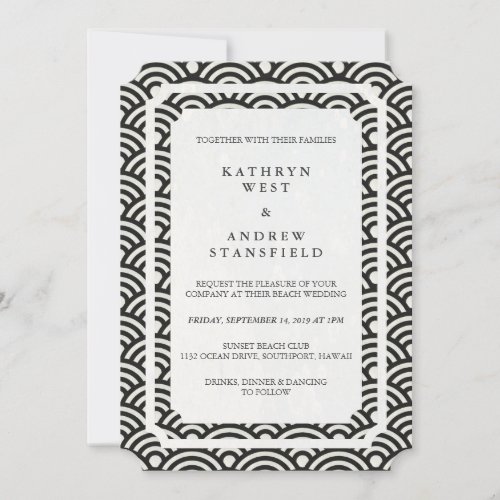 Simple Elegant BlackWhite Beach Wedding Invitation