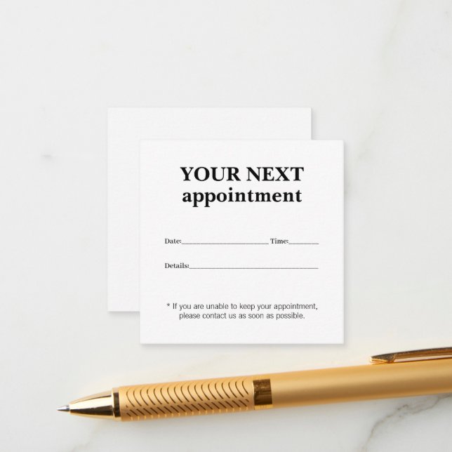 Simple Elegant Black White Beauty Appointment Card (Front/Back In Situ)