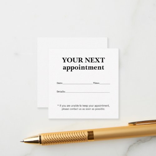 Simple Elegant Black White Beauty Appointment Card
