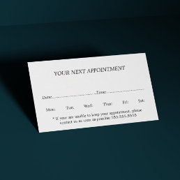 Simple Elegant Black White Beauty Appointment Card
