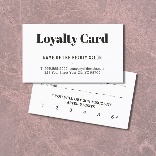 Simple Elegant Black White Beauty Loyalty Card
