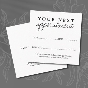 Simple Elegant Black White Beauty Salon Appointment Card by pro_business_card at Zazzle