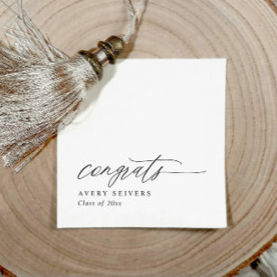 Simple Elegant Black & White Congrats Graduation Napkins