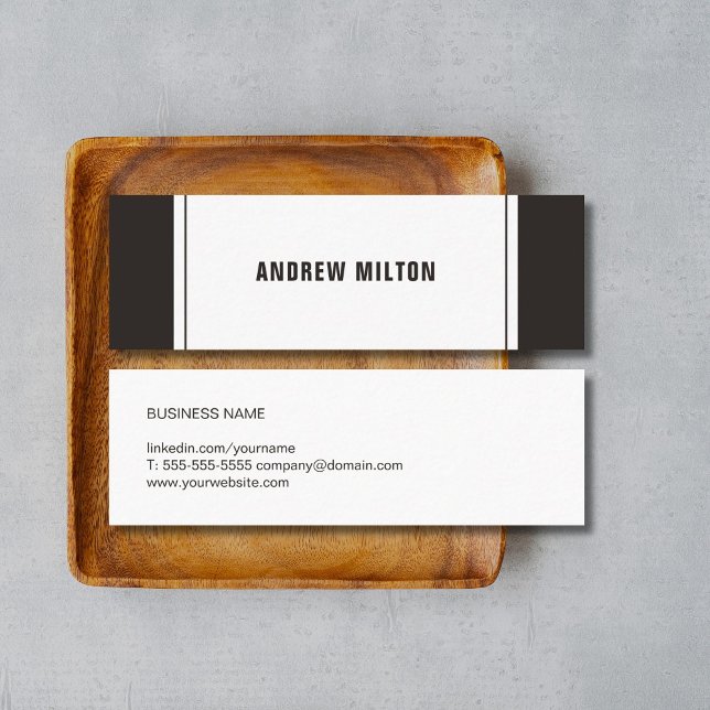 Simple Elegant Black White Consultant Networking Mini Business Card (Creator Uploaded)