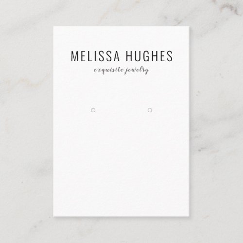 Simple Elegant Black White Earring Display Card
