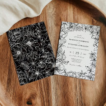 Simple Elegant Black White Floral Garden Wedding