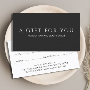 Simple Elegant Black White Gift Certificate