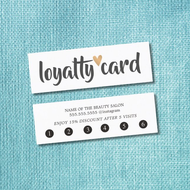 Simple Elegant Black White Gold Heart Loyalty Card (Creator Uploaded)