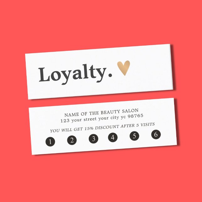 Simple Elegant Black White Gold Heart Loyalty Card (Creator Uploaded)