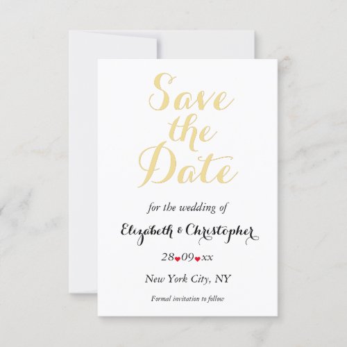 Simple Elegant Black White Gold Wedding Engagement Save The Date