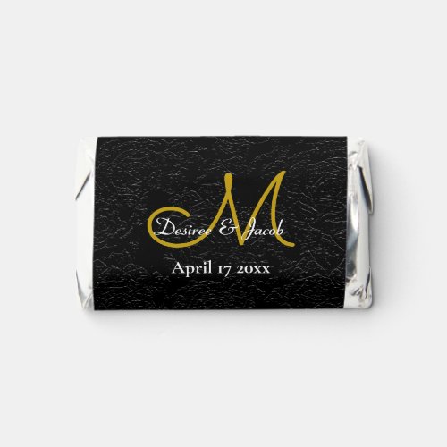 Simple Elegant Black White Gold Wedding Monogram Hersheys Miniatures