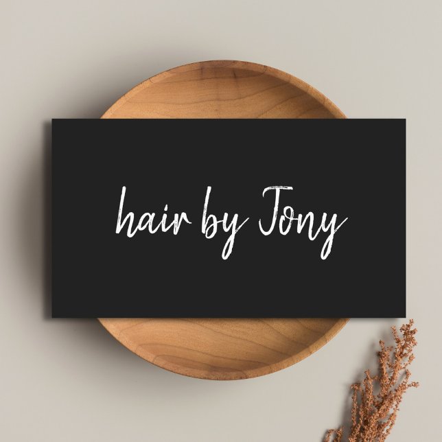 Simple Elegant Black White Hair Stylist Business Card (Creator Uploaded)