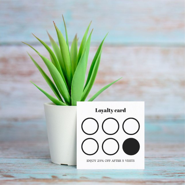 Simple Elegant Black White Hair Stylist Loyalty Square Business Card (Creator Uploaded)
