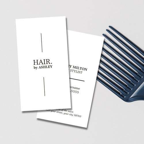 Simple Elegant Black White Hairdresser Business Card