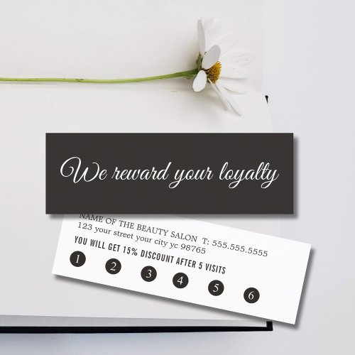 Simple Elegant Black White Handwritten Salon Loyalty Card