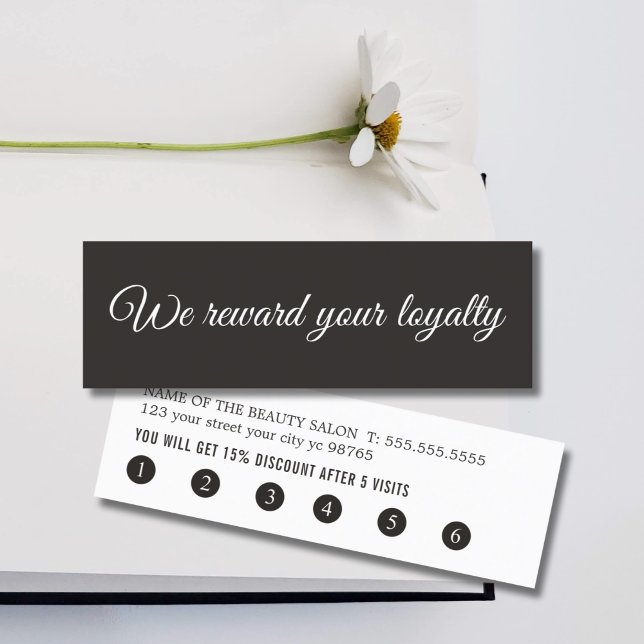Simple Elegant Black White Handwritten Salon Loyalty Card (Creator Uploaded)