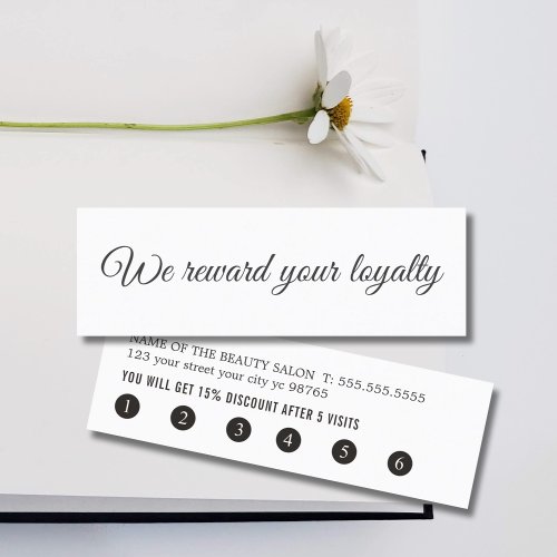 Simple Elegant Black White Handwritten Salon Loyalty Card