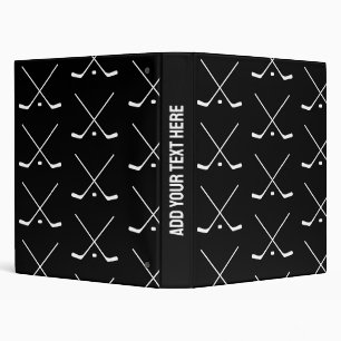 Simple Elegant black white Hockey Sticks custom 3 Ring Binder