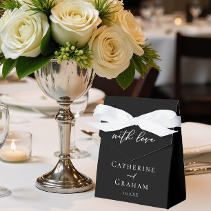 Simple Elegant Black White Minimalist Wedding Favor Boxes