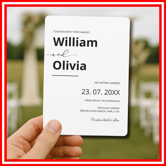 Simple Elegant Black & White Minimalist Wedding  Invitation (Creator Uploaded)