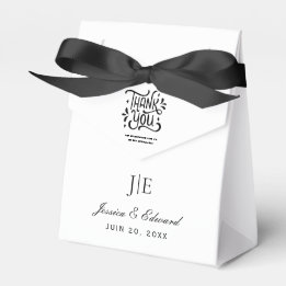 Simple Elegant Black White Modern Minimal Script Favor Boxes