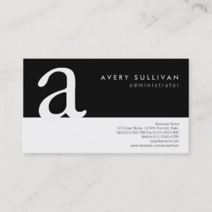Simple Elegant Black White Monogram Business Card