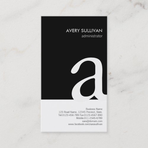 Simple Elegant Black White Monogram Business Card