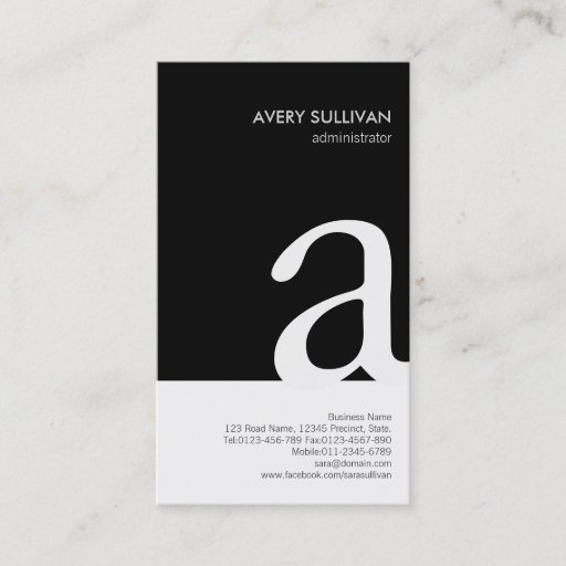 Customizable Simple Elegant Black White Monogram Business Card