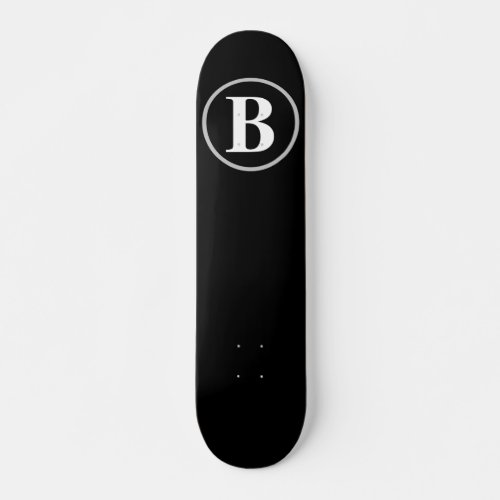 Simple Elegant Black White Monogram Custom Skatebo Skateboard