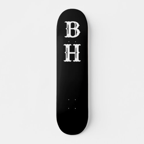 Simple Elegant Black White Monogram Custom Skatebo Skateboard