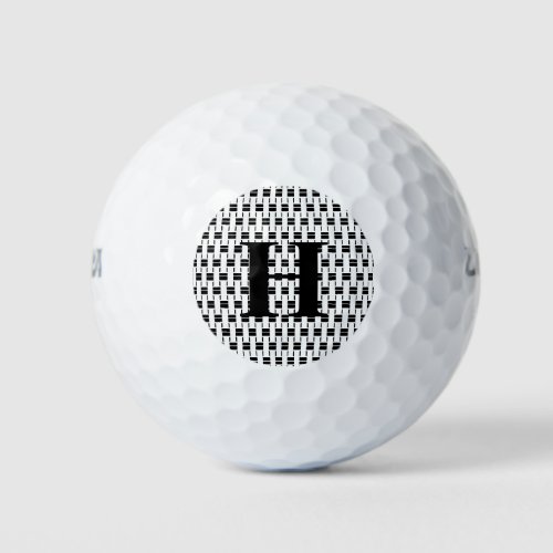 Simple Elegant Black White Monogram Initial Bold Golf Balls