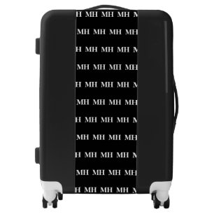 Simple Elegant Black White Monogram Monogrammed Luggage