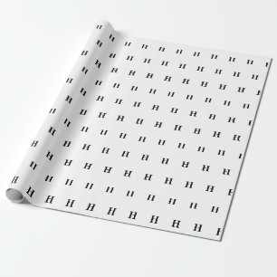 Simple Elegant Black White Monogram Monogrammed Wr Wrapping Paper