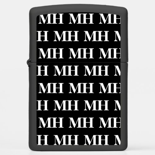 Simple Elegant Black White Monogram Monogrammed Zippo Lighter