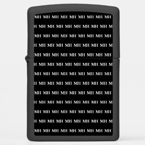 Simple Elegant Black White Monogram Monogrammed Zippo Lighter